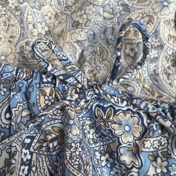 Vintage Mini Slip Summer Dress Square Neck Empire Tie Bow Paisley Floral 90s Y2K - Picture 6 of 7